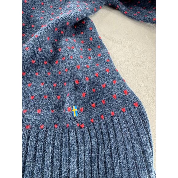 Fjallraven Women's Ovik 100% Wool Fair Isle Sweater Blue Brown Cabincore XL - Picture 13 of 13